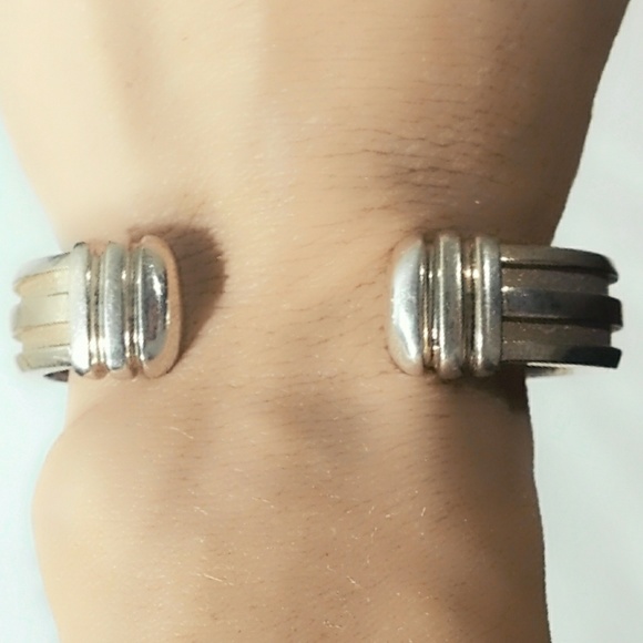 Vintage Art Deco Sterling Silver Heavy Cuff Bracelet - Picture 3 of 7